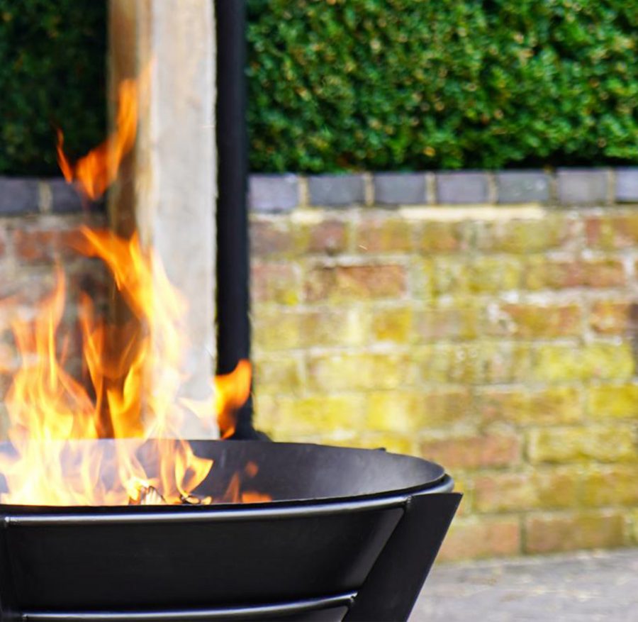 Outdoor Metal Kendal Fire bowl on Stand - Black